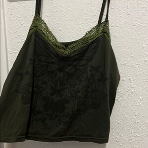 Women's Lace Trim Cami Top - Green